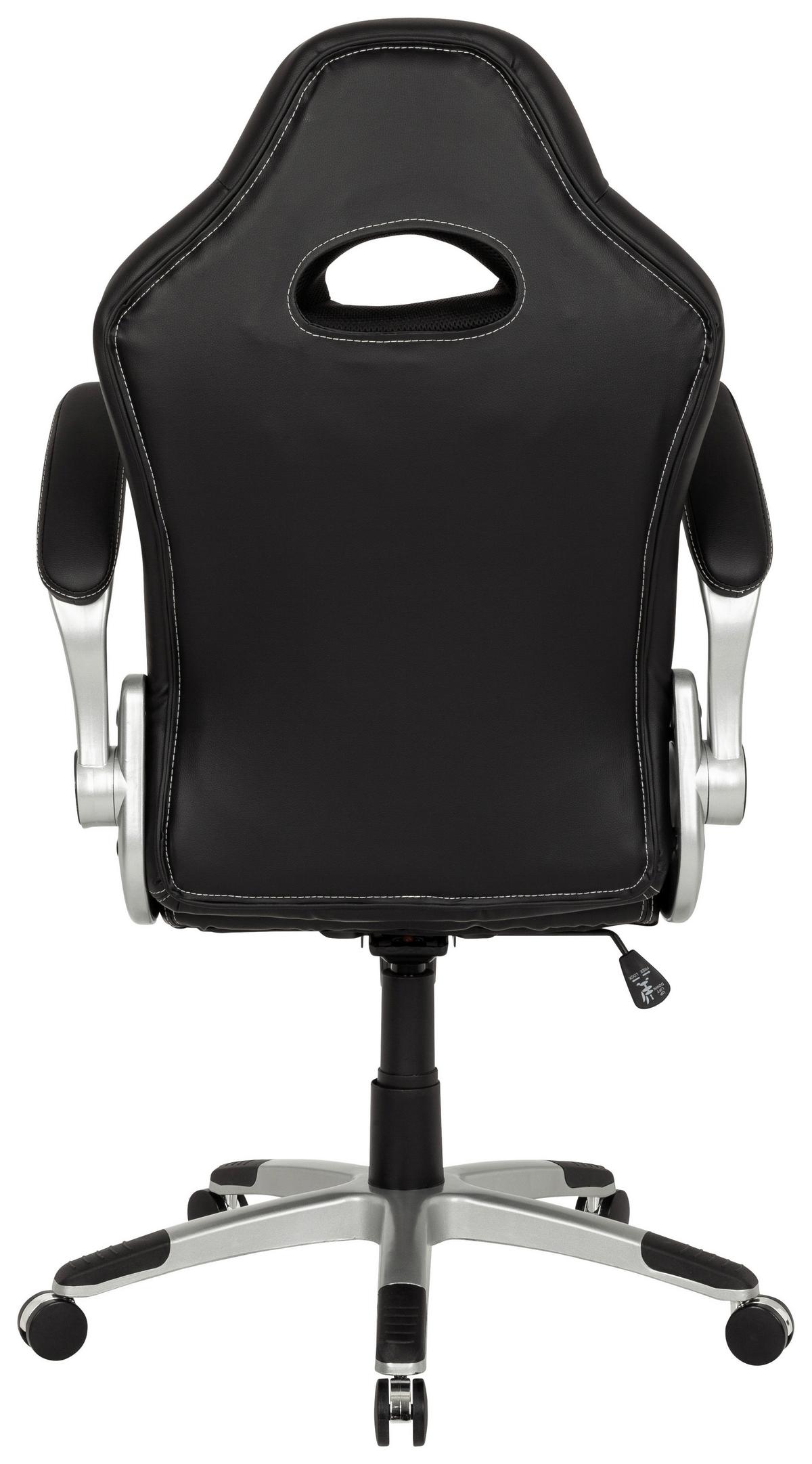 Gamingstuhl Game Sport Schwarz - Silberfarben/Schwarz, MODERN, Kunststoff/Textil (64/118/57cm) - MID.YOU