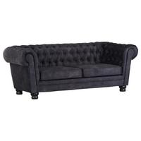 Chesterfield-sofa Slopes Anthrazit 3-Sitzer B: 203 Cm - Anthrazit/Schwarz, KONVENTIONELL, Textil (203/79/93cm) - Livetastic
