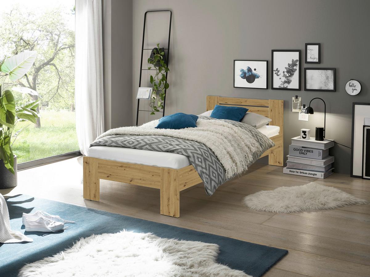 Bett Cannes 90 Eiche Artisan Dekor 90x200 - Eiche Artisan, KONVENTIONELL, Holzwerkstoff (90/200cm) - Ondega