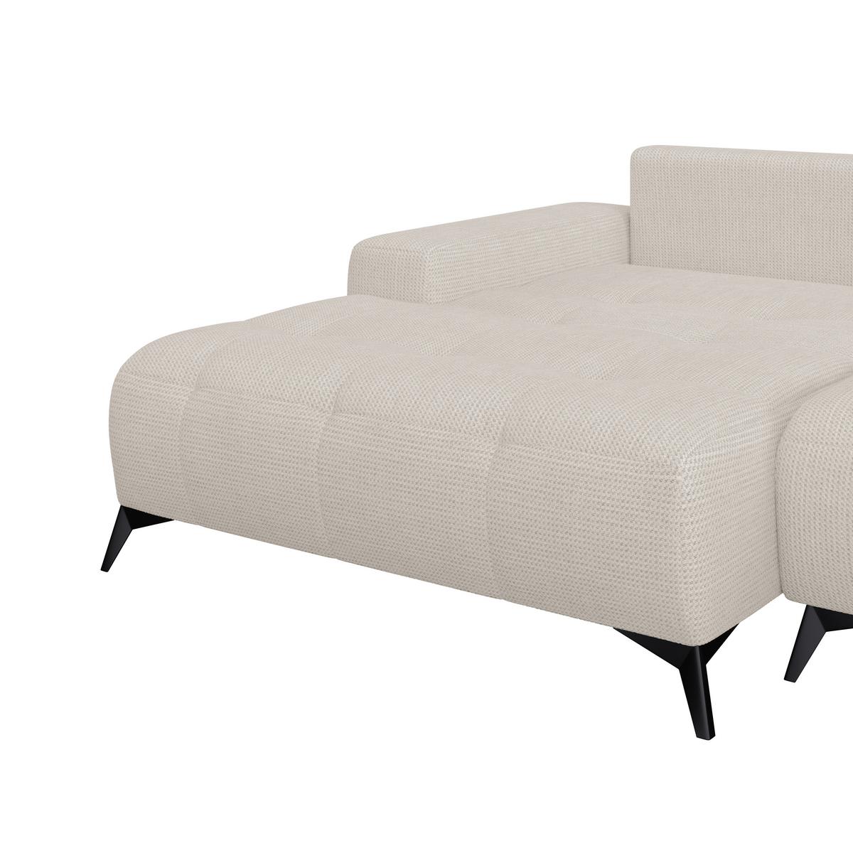 Ecksofa Mauro Perlmutt, mit Schlaffunktion - Perlmutt/Schwarz, Trend, Textil (175/290cm) - Luca Bessoni