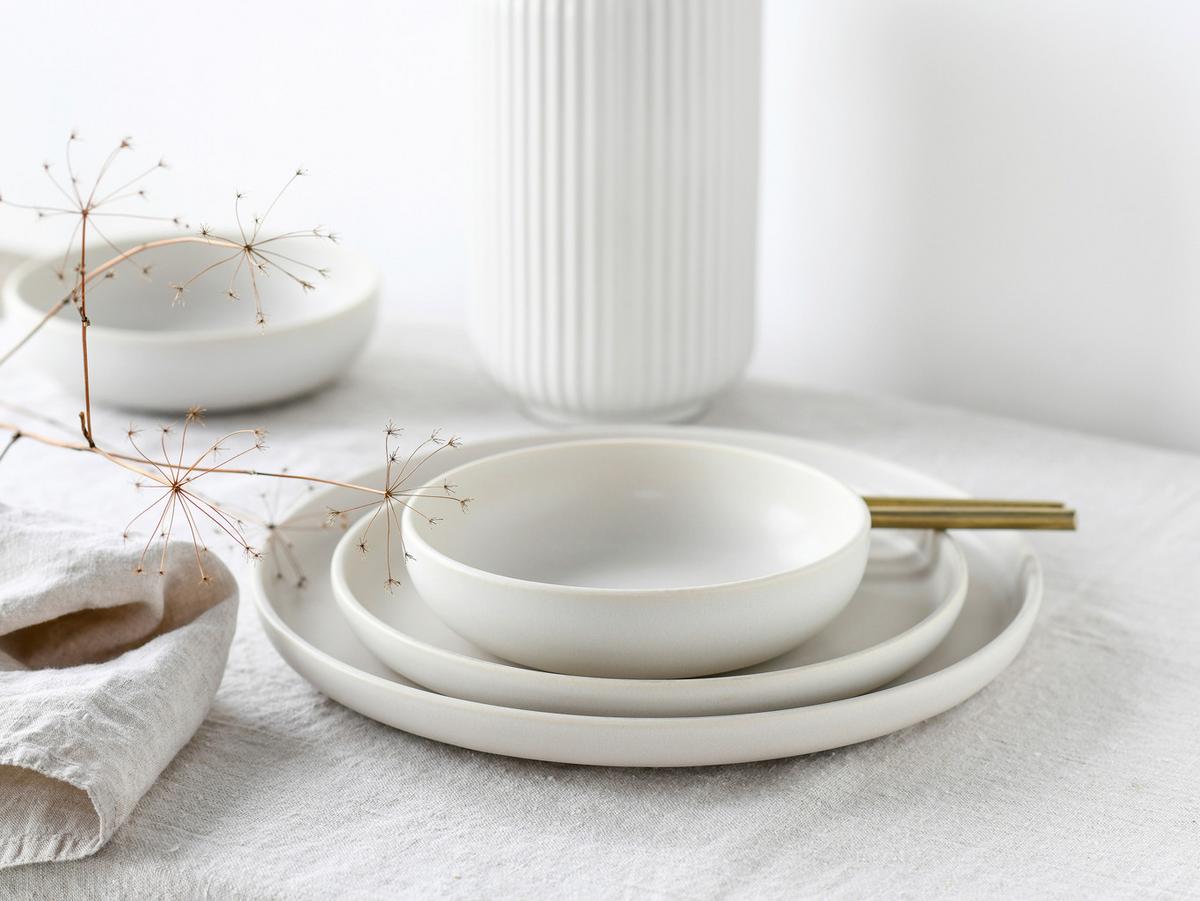 Tafelservice Uno Offwhite Creme 8--Teilig - Creme, Basics, Keramik - Creatable