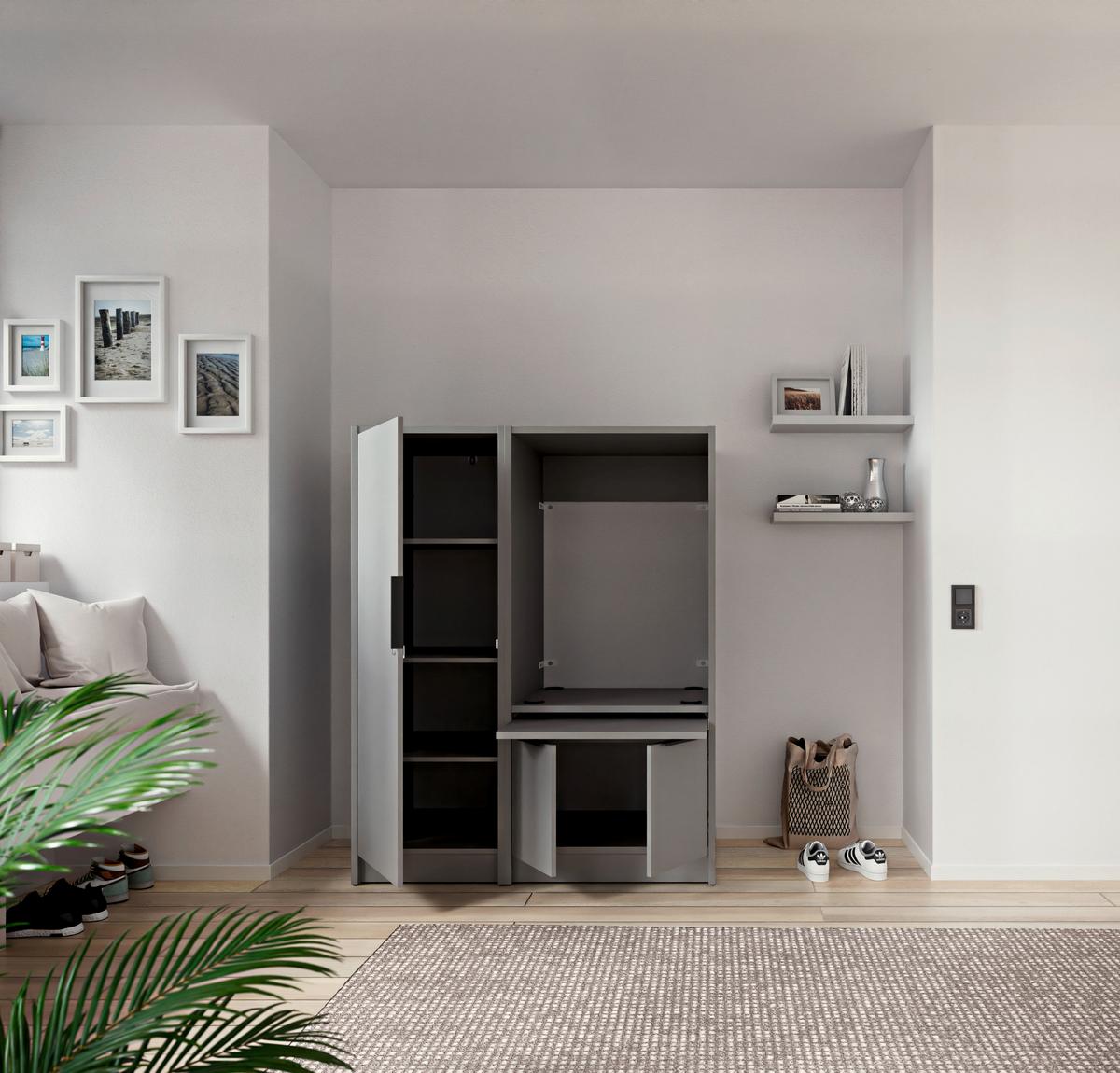 VÍCEÚČELOVÁ SKŘÍŇ TIDY HERO - šedá/černá, Basics, kov/kompozitní dřevo (50/150/68cm) - P & B