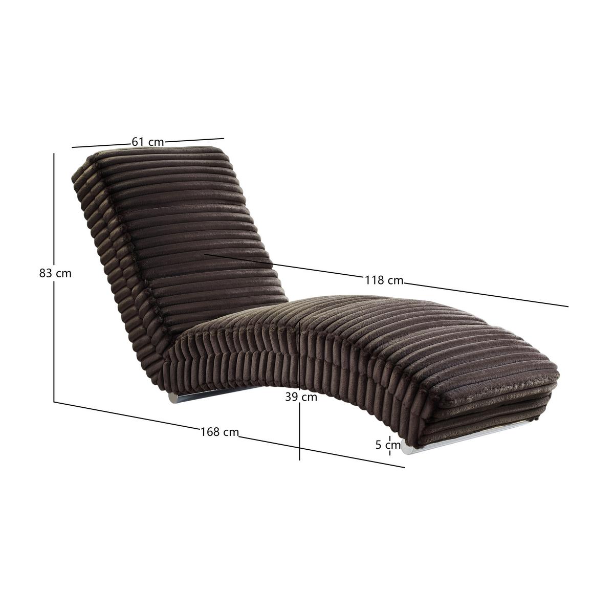 Relaxliege Chaiselongue, Schwarz B: 170cm - Chromfarben/Schwarz, MODERN, Textil (170/82/60cm) - Livetastic