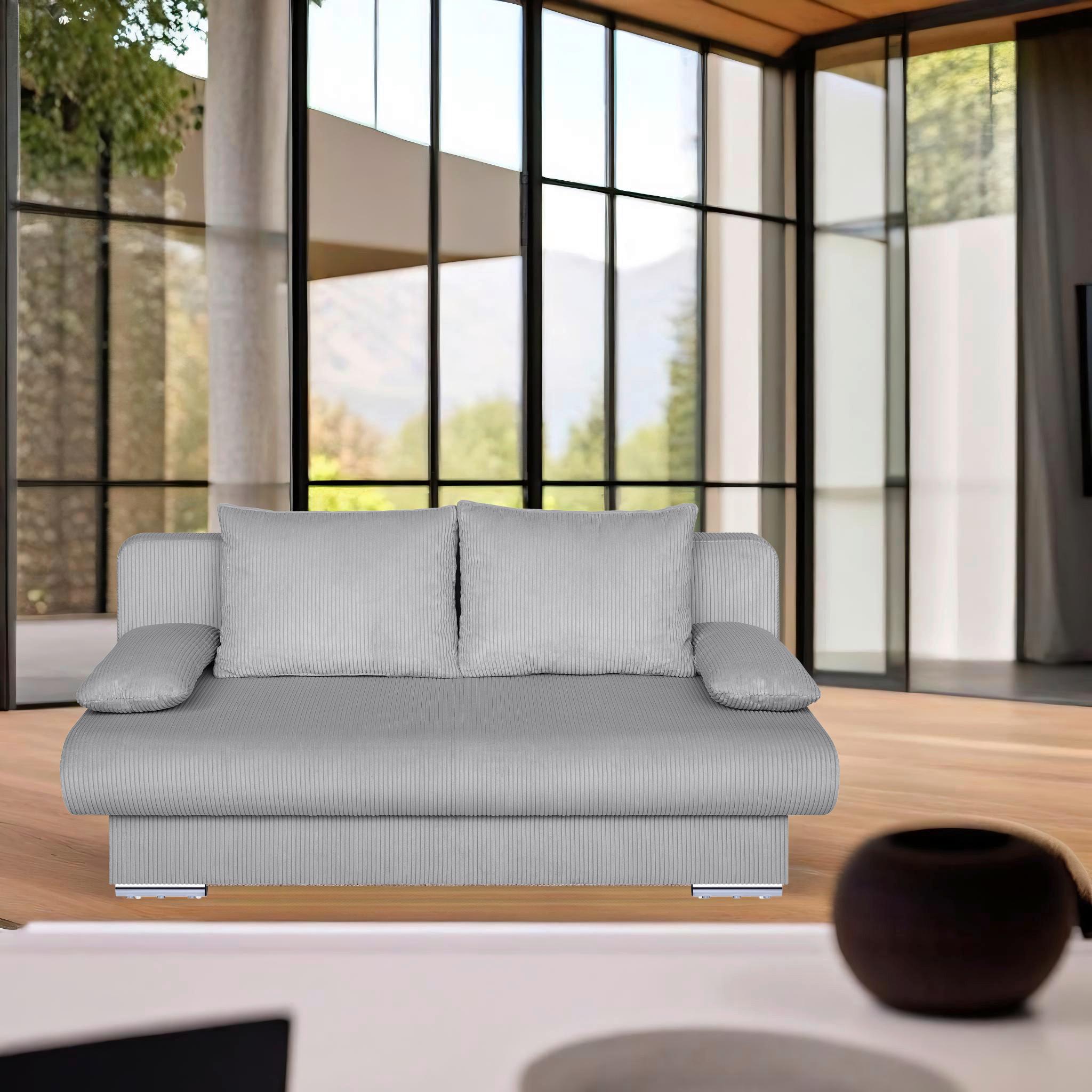 Schlafsofa Bora Hellgrau B: 193 cm - Chromfarben/Hellgrau, Design, Holzwerkstoff/Textil (193/86/85cm) - P & B