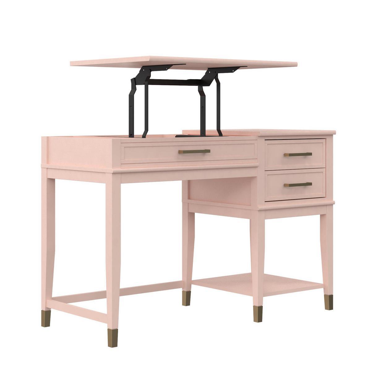 Schreibtisch Westerleigh Rosa 77 cm - Rosa, Design, Holzwerkstoff/Metall (115/77/49cm) - MID.YOU