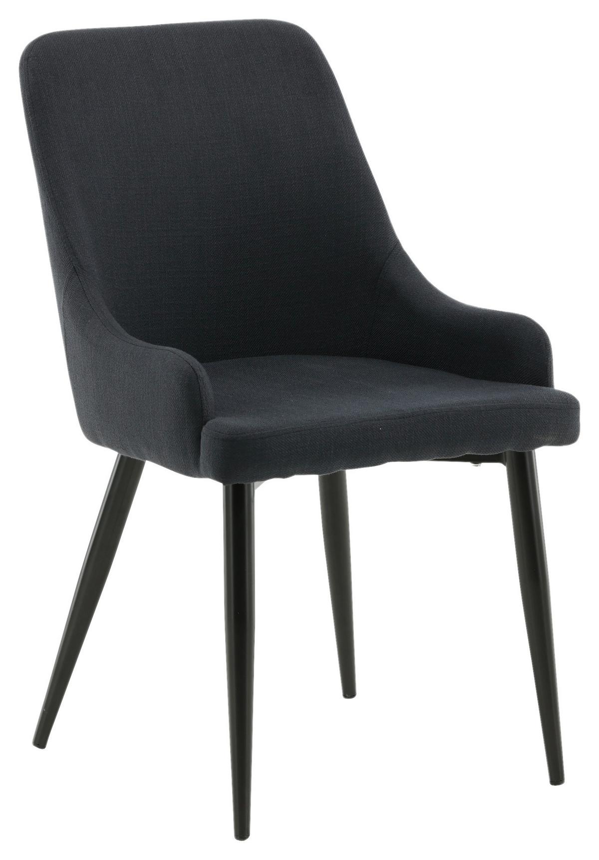 Stuhl-Set Plaza Schwarz B: 49 cm - Schwarz, Design, Textil/Metall (49/86/58cm) - Livetastic