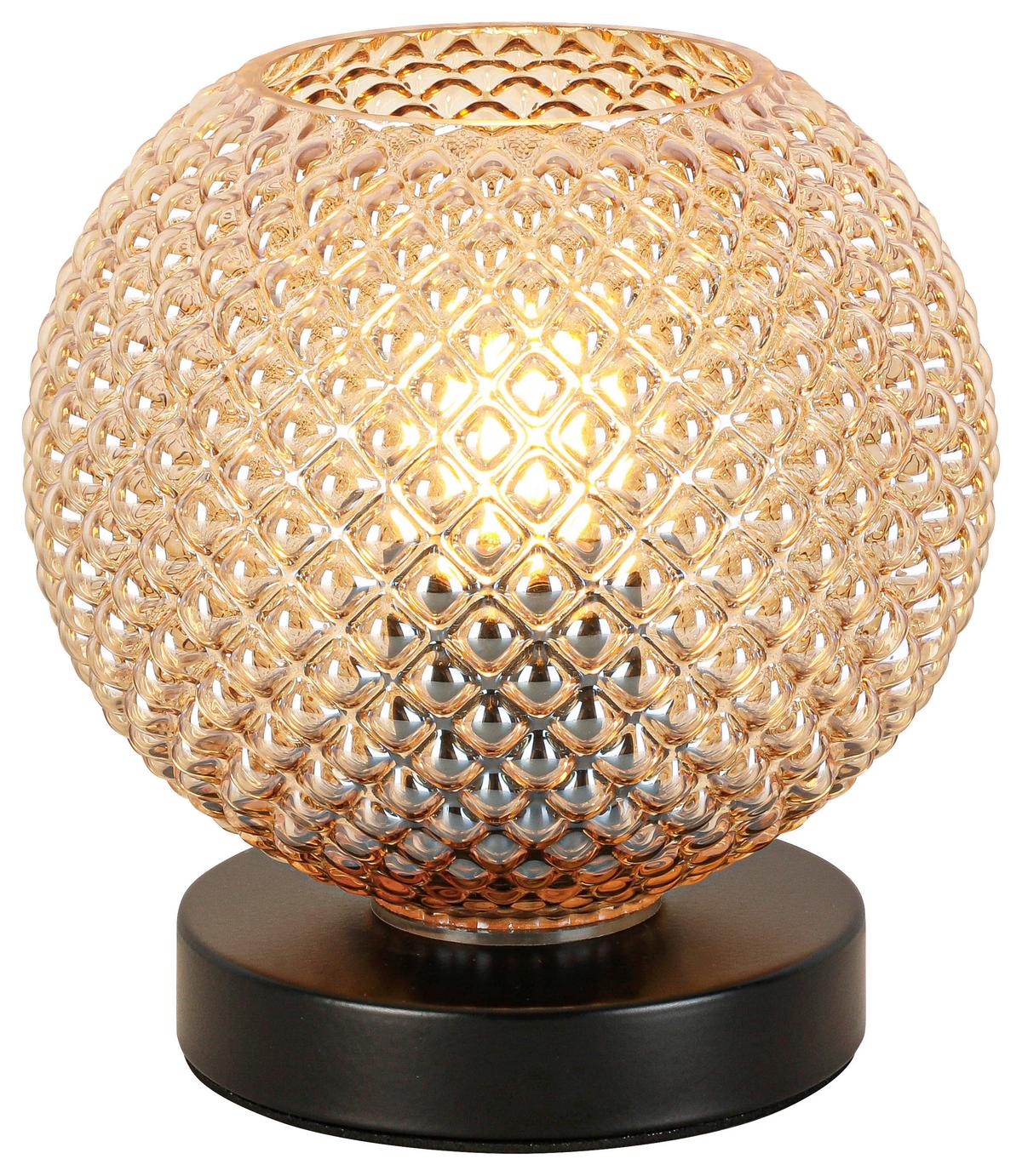 STOLNÁ LAMPA GUDI - čierna/jantárová, Modern, kov/plast (16/16,5cm) - Modern Living