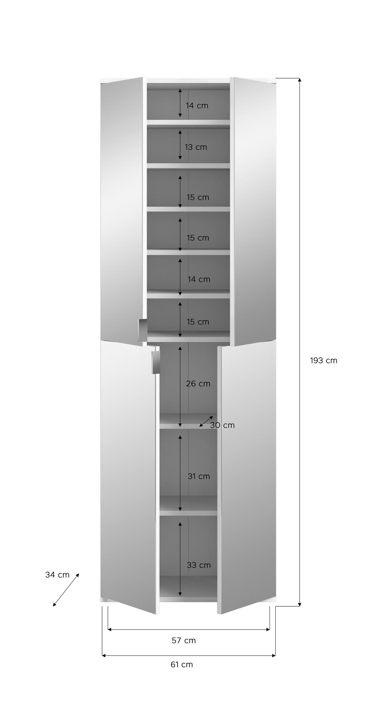 Garderobe Projekt X 3-teilig Weiß/eiche Artisan B: 212 Cm - Weiß Hochglanz, KONVENTIONELL, Glas/Holzwerkstoff (212/193/34cm) - MID.YOU