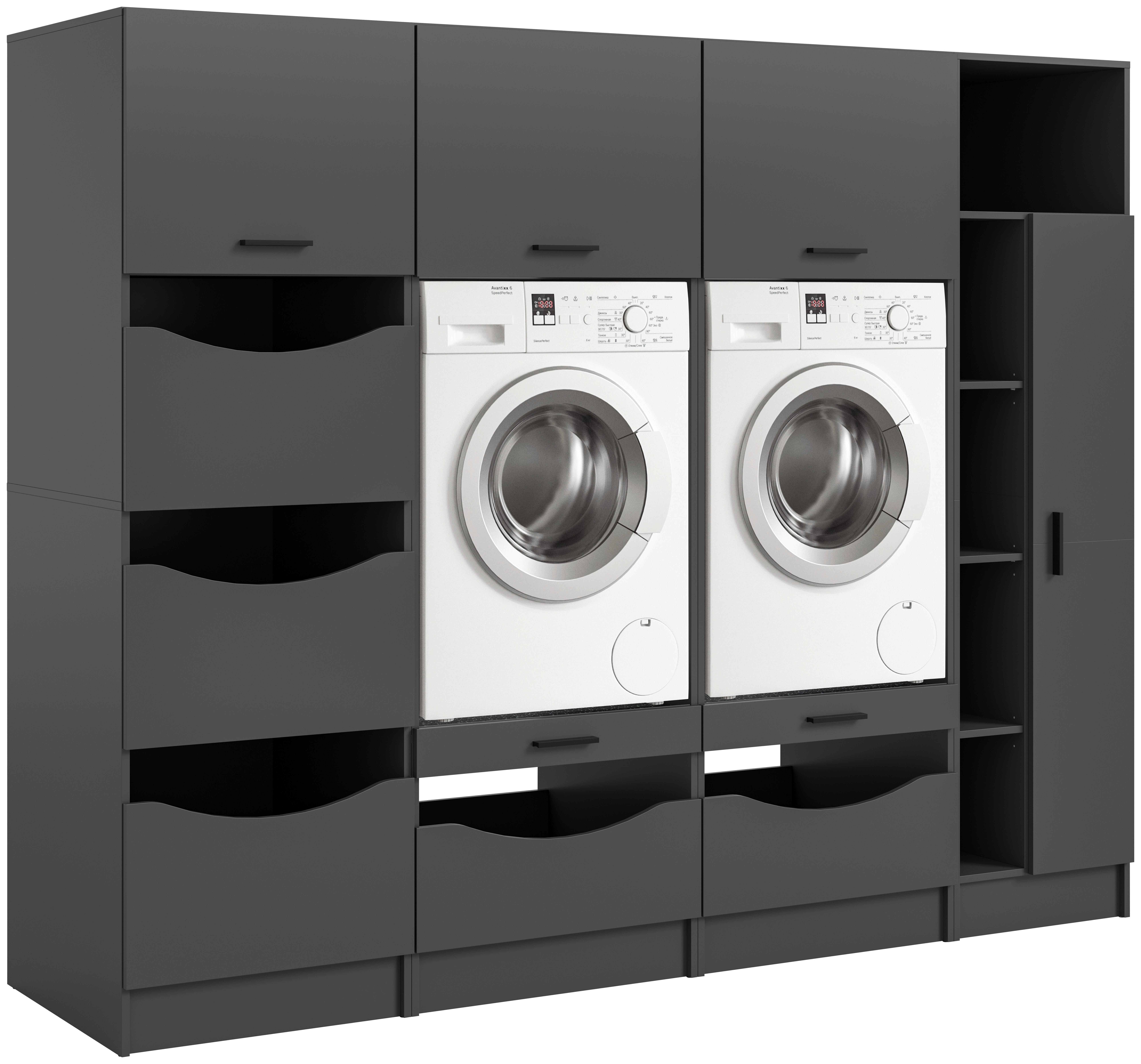 Prádelna Free Antracit - antracitová, Basics, kompozitní dřevo (242/195/68cm) - MID.YOU