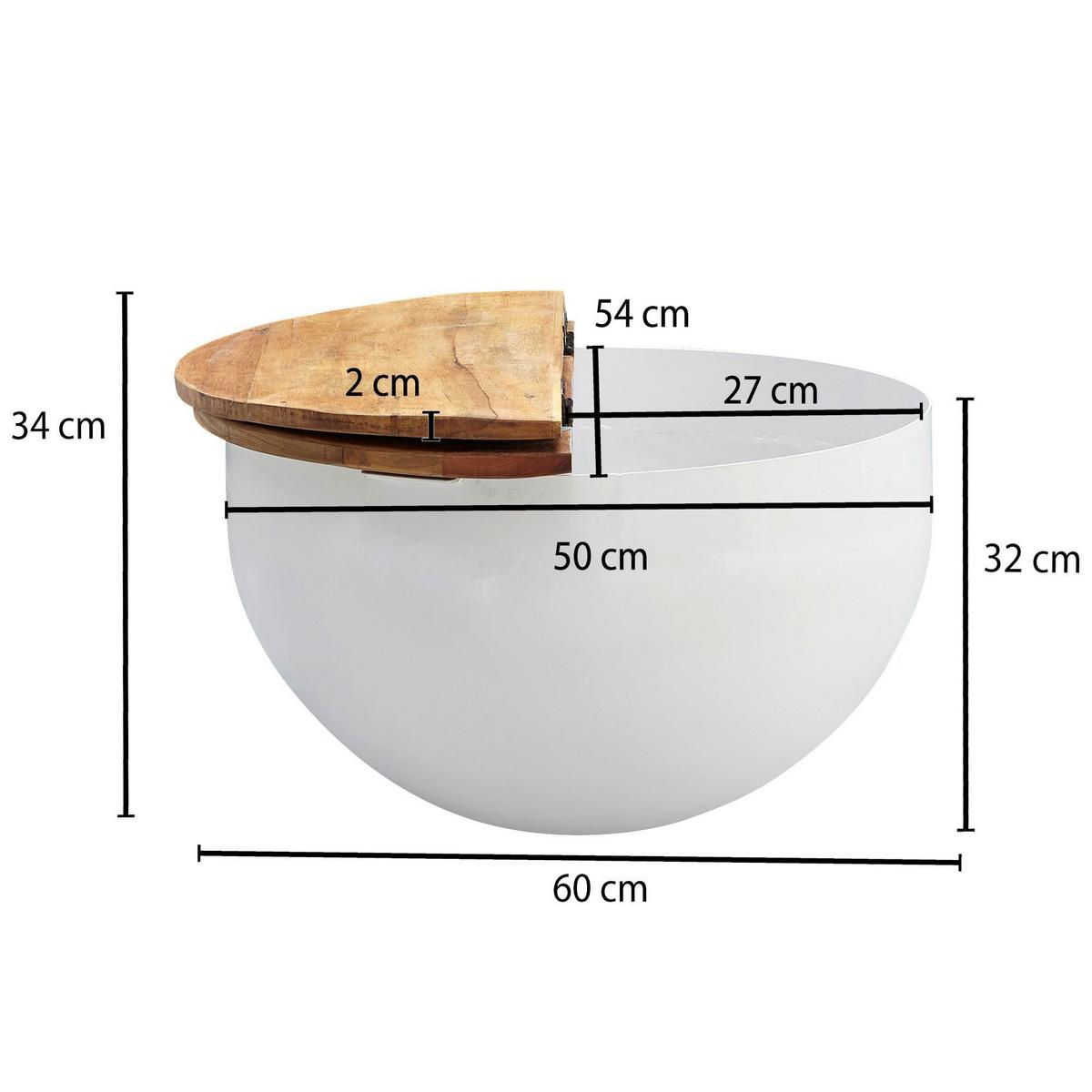 Konferenční stolek WOHNLING mangové dřevo - bílá/hnědá, Moderní, kov/dřevo (60/60/34cm) - MID.YOU