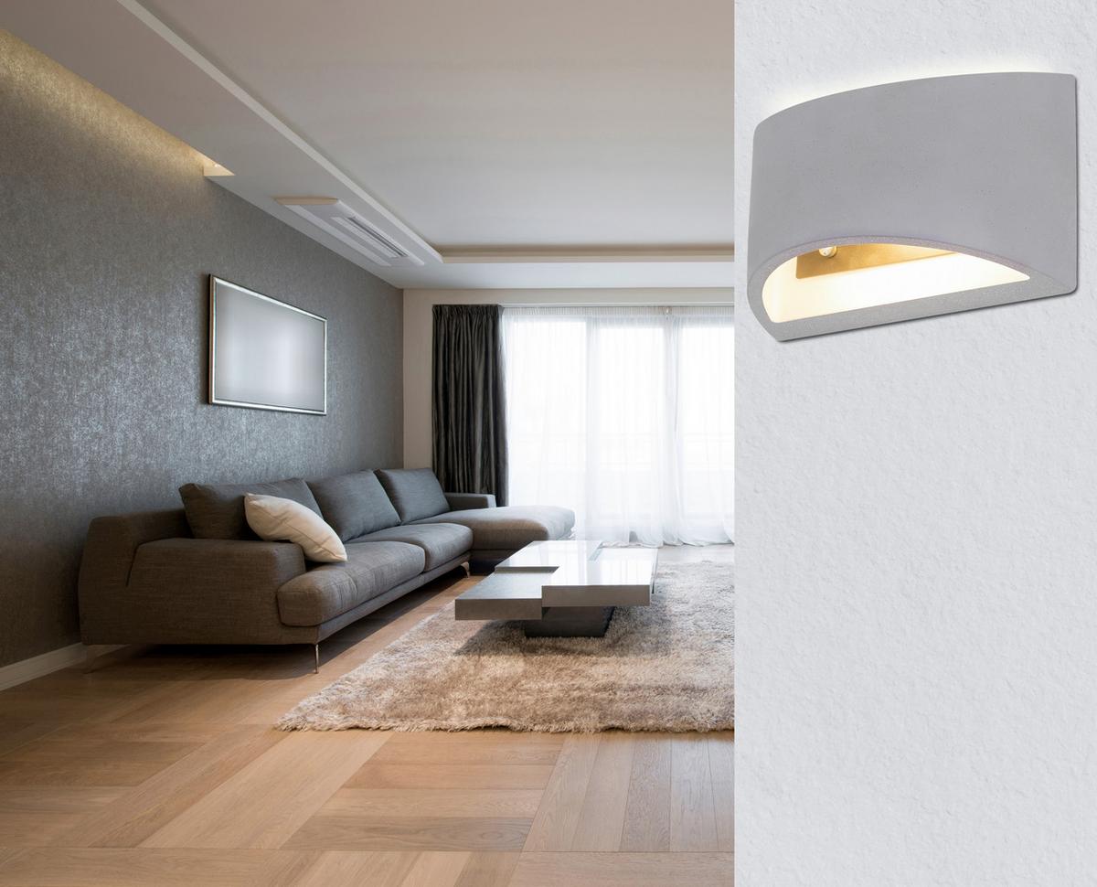 Wandleuchte 55011w6 - Grau, Design, Stein (20/8,8/12cm) - Globo