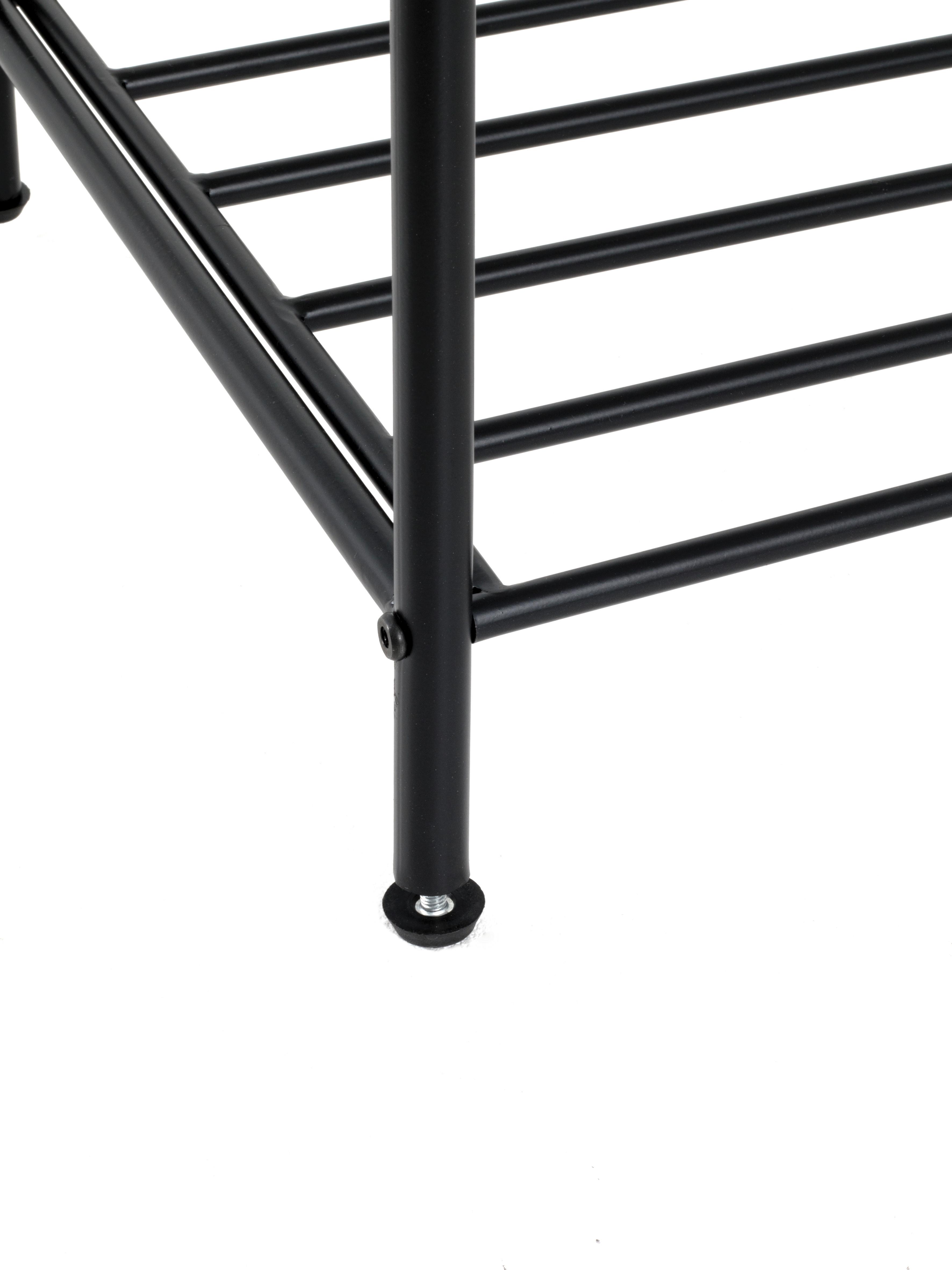 Schuhregal 2 Ablagen 8 Paar Schwarz, Schwarz - Schwarz, Basics, Metall (83/37/35cm)