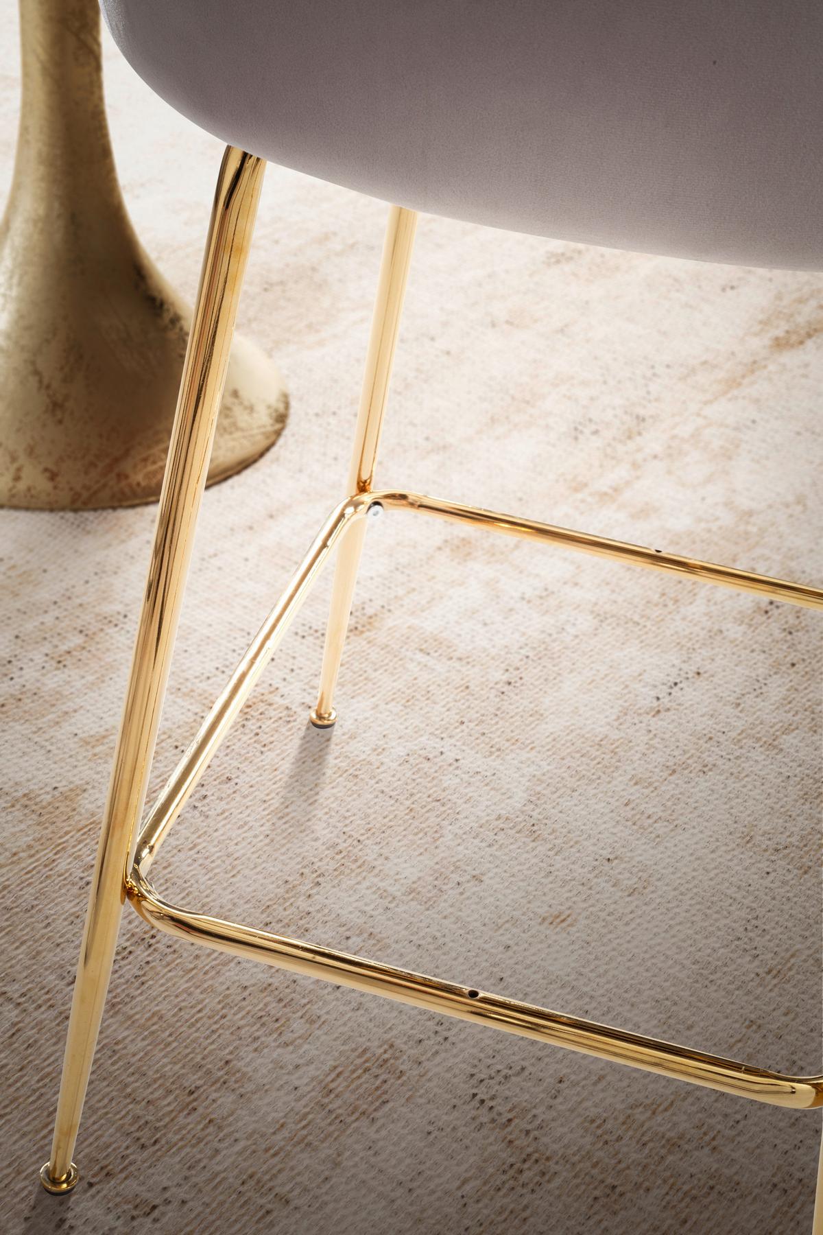 Barhocker-set Beige B: 50 Cm - Beige/Goldfarben, Design, Textil/Metall (50/102/50cm) - MID.YOU