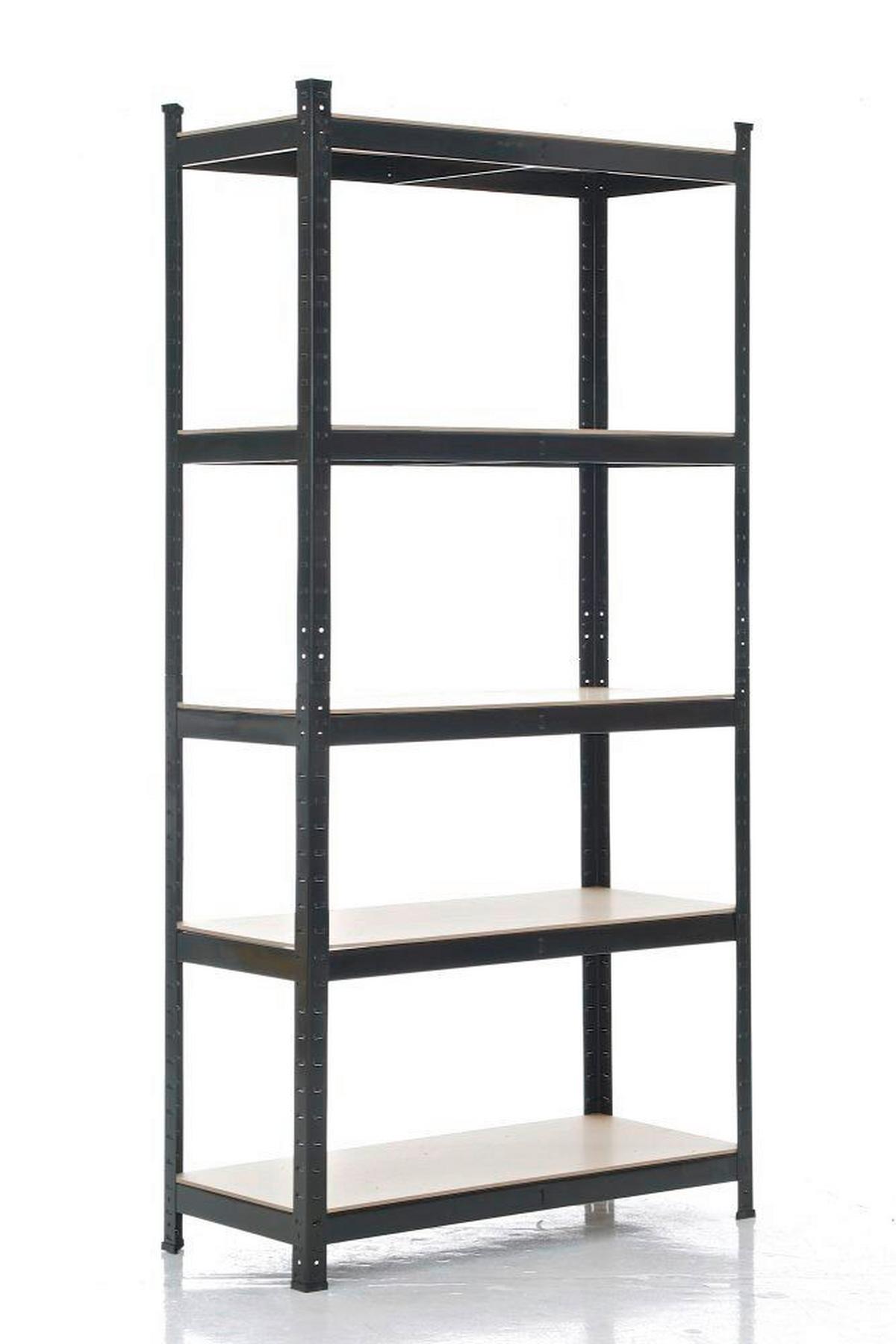 Schwerlastregal Theo - Schwarz, Trend, Holzwerkstoff/Metall (90/40/180cm) - Homezone