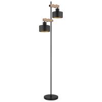 Stehleuchte 15651s - Dunkelbraun/Goldfarben, Design, Holzwerkstoff/Kunststoff (44/25/168cm) - Globo