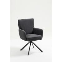 Armlehnstuhl Mila Cord Sitzfl. 180° drehbar, B: 60cm - Anthrazit/Schwarz, KONVENTIONELL, Textil/Metall (60/95/67cm)
