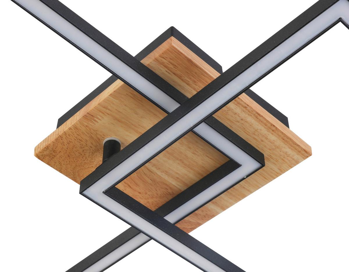 Led-deckenleuchte Shpresa L: 53 Cm - Eichefarben/Schwarz, MODERN, Holz/Kunststoff (53/33/7,4cm) - Luca Bessoni