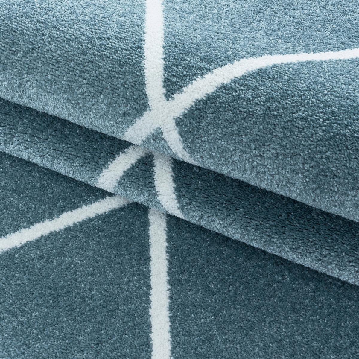 Hochflor Teppich Blau/weiß Rio 80x150 Cm - Blau, Basics, Textil (80/150cm)