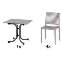 Gartengarnitur T20142 - Taupe/Anthrazit, Basics, Holzwerkstoff/Kunststoff (80/80/80cm) - Siena Garden