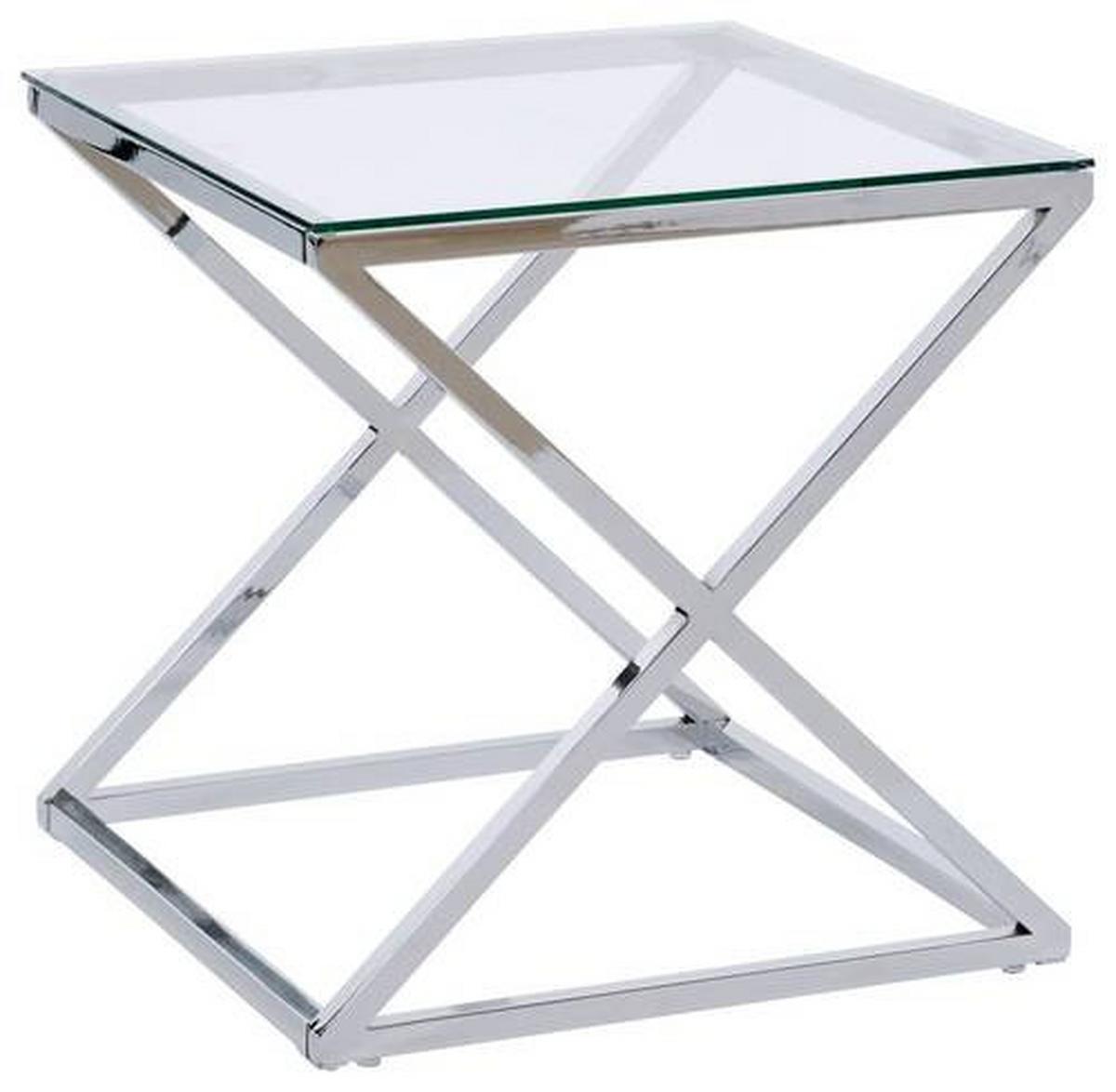 Beistelltisch Xtra By Side - Chromfarben, MODERN, Glas/Metall (50/50/50cm) - Livetastic