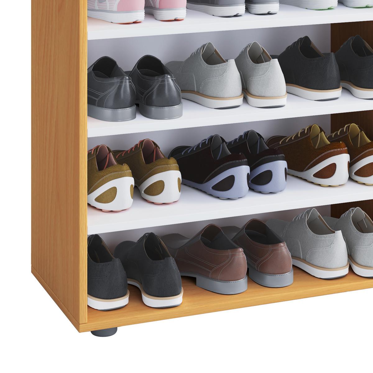 Schuhregal Lona Xxl 9 Ablagen Buche Dekor H: 183 Cm - Buchefarben/Schwarz, KONVENTIONELL, Holzwerkstoff (70/183/37cm) - MID.YOU