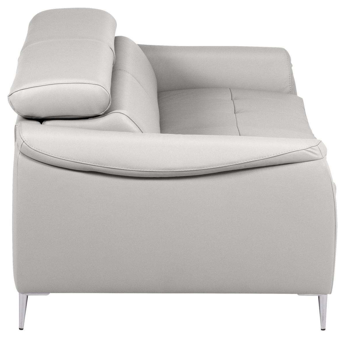 Schlafsofa Pafos Platinfarbe Lederlook, Rindsleder B: 203cm - Platinfarben, Design, Leder/Textil (203/77-98/103cm) - MID.YOU