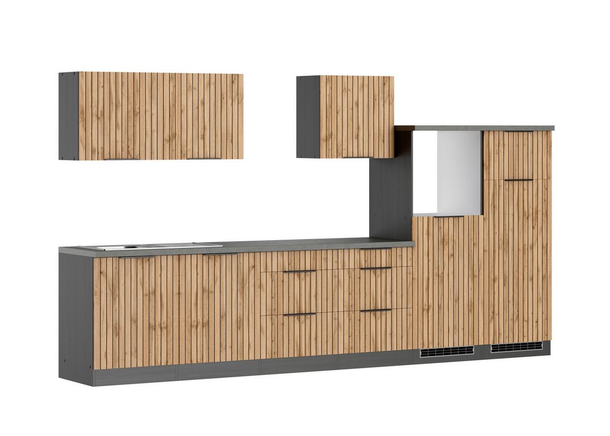 Küchenleerblock Liverpool Graphit/eiche Dekor B: 360 Cm - Schieferfarben/Eiche Wotan, Basics, Holzwerkstoff (360cm) - Held