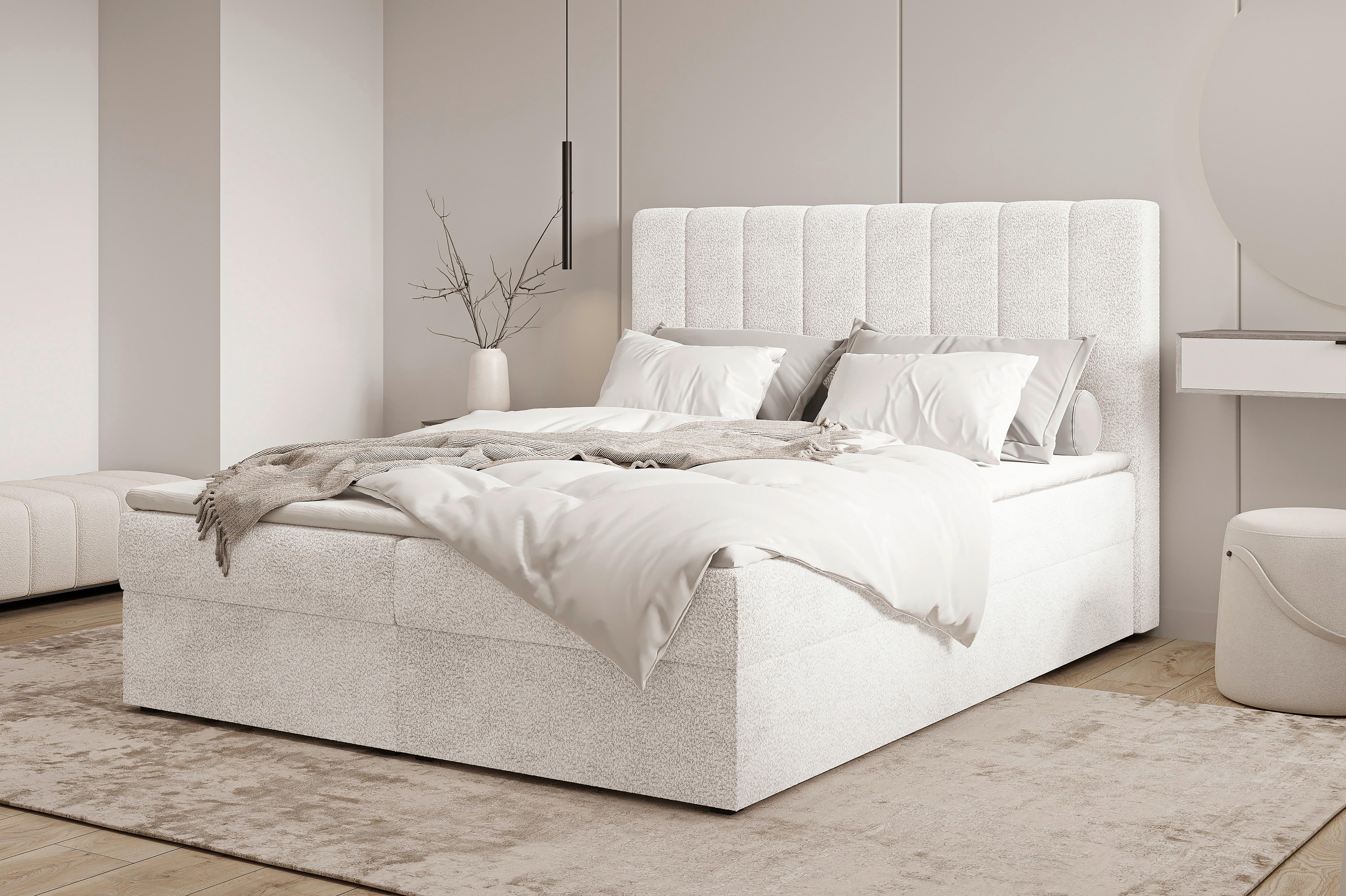 Boxbett Paris Lf: 160x200 Weiß/elfenbein - Elfenbein/Schwarz, MODERN, Holz/Kunststoff (160/200cm) - MID.YOU