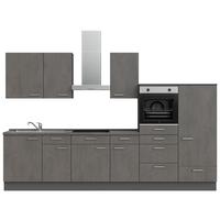 Kuchynská linka 330 cm, bridlicový šedý betón - farba ušľachtilej ocele/bridlicová, Modern, kov/kompozitné drevo (330cm) - Nobilia