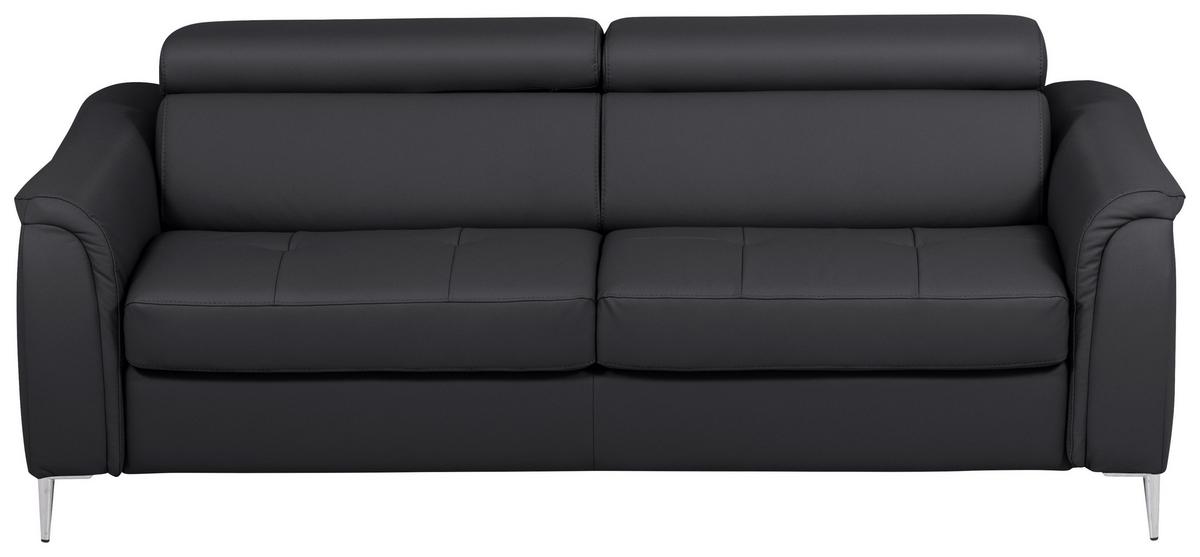 Schlafsofa Pafos Schwarz Lederlook, Rindsleder B: 203cm - Schwarz, Design, Leder/Textil (203/77-98/103cm) - MID.YOU