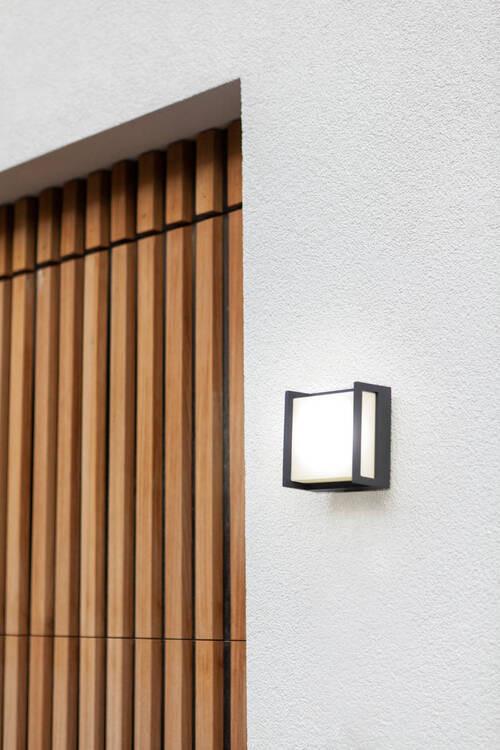 Außenwandleuchte Qubo 8,5w Kunststoff Metall, Wandmontage - Anthrazit/Weiß, Design, Kunststoff/Metall (14/14/7,20cm)