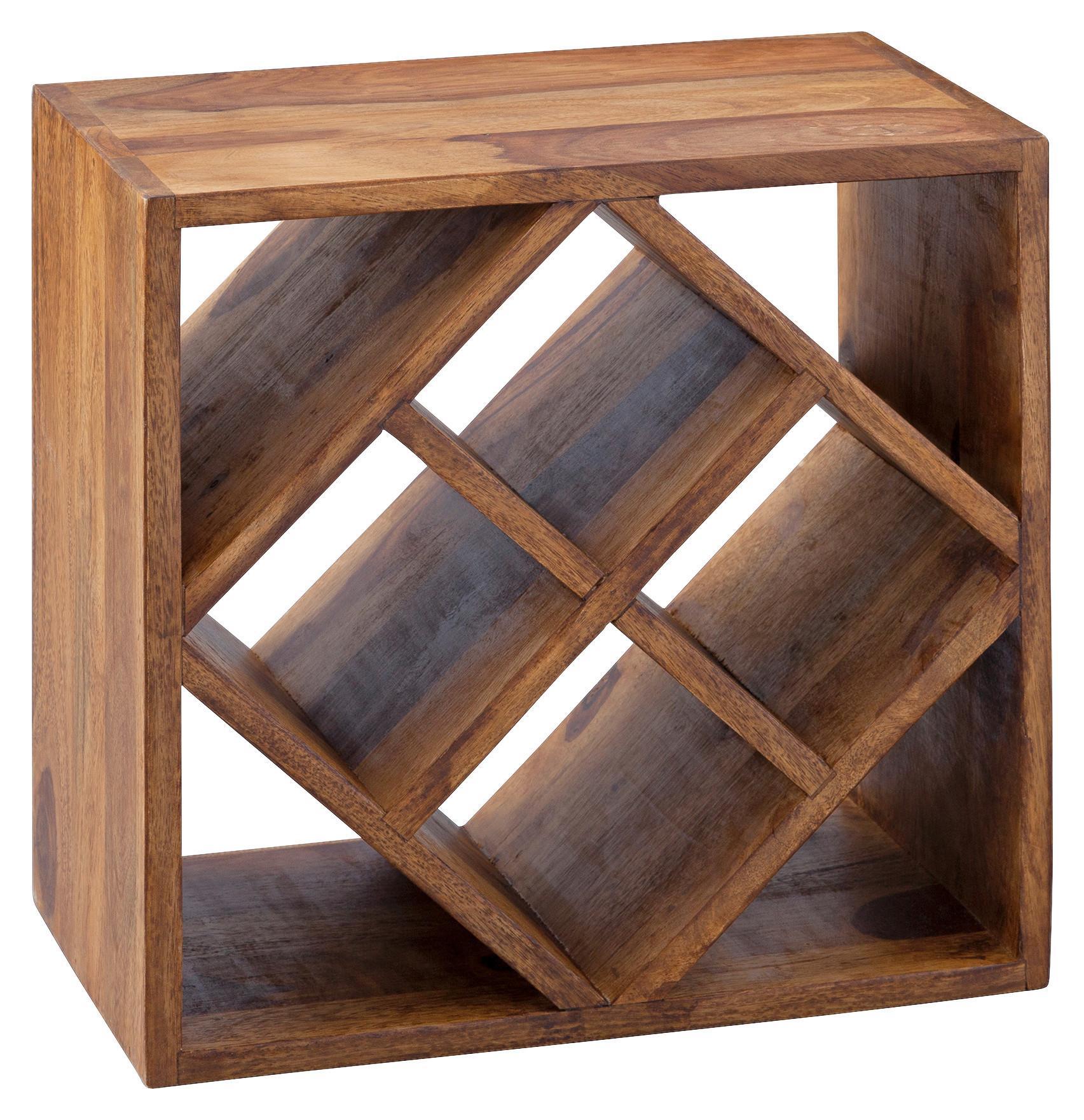 Regál na víno WEINREGAL z dreva Sheesham - farba indického palisandra, Modern, drevo (40/40/25cm) - MID.YOU