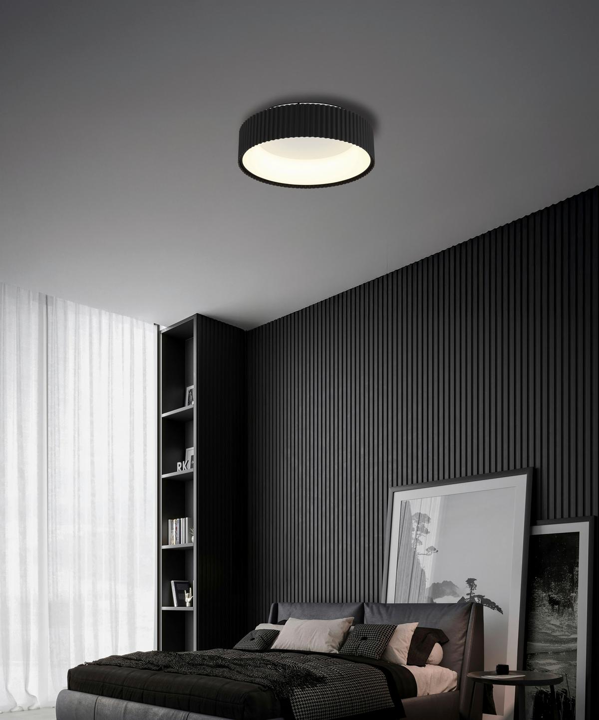 STROPNÍ LED SVÍTIDLO KEMP - bílá/černá, Basics, kov/plast (46/13cm) - Globo