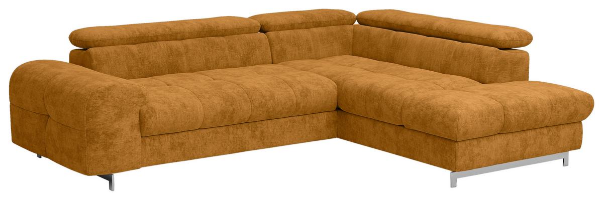 Ecksofa mit Schlaffunktion Cloud + Goldfarben - Chromfarben/Goldfarben, KONVENTIONELL, Textil (257/206cm) - Livetastic