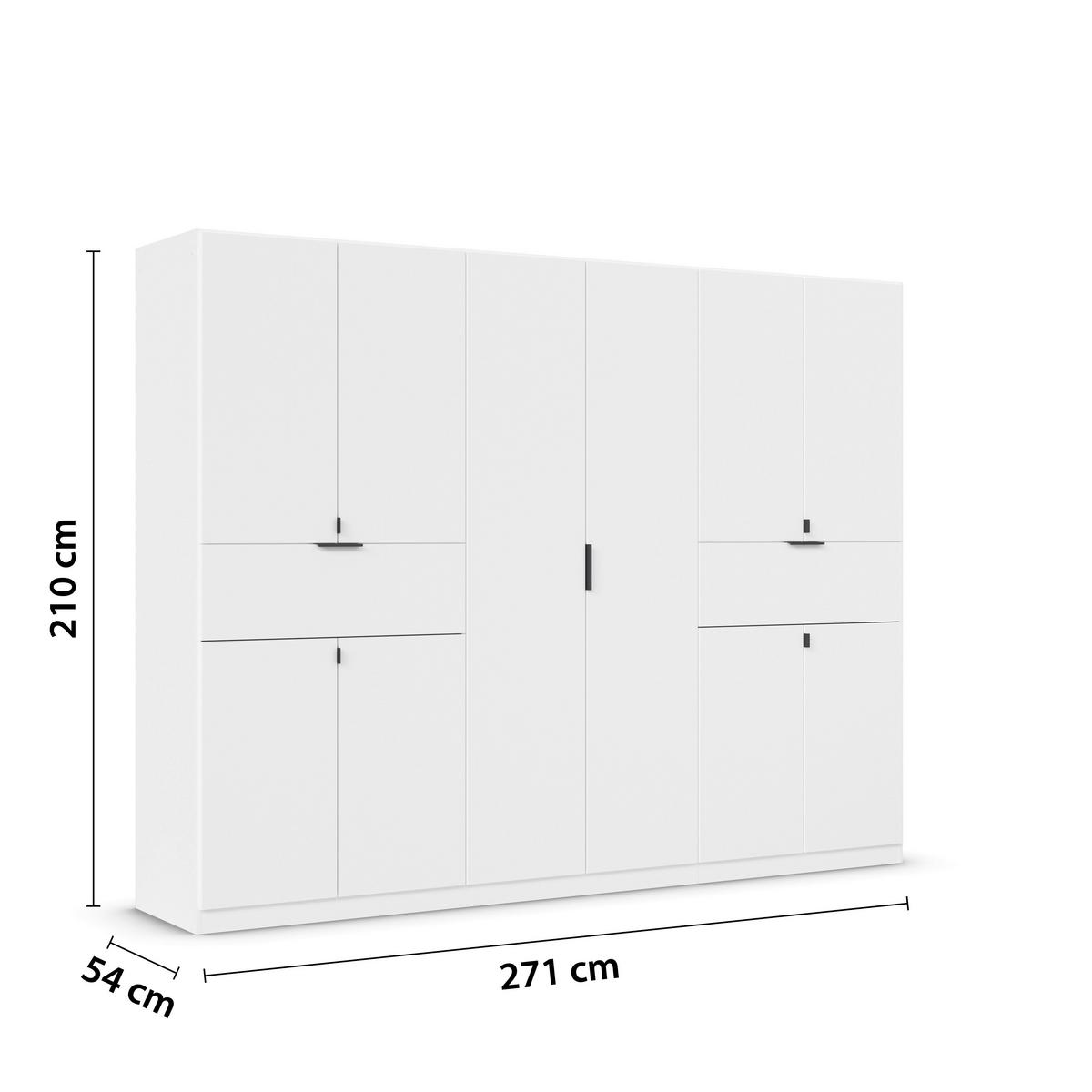 Drehtürenschrank Ticao Weiß B: 271 cm - Weiß, MODERN, Holzwerkstoff (271/210/54cm) - Rauch Möbel
