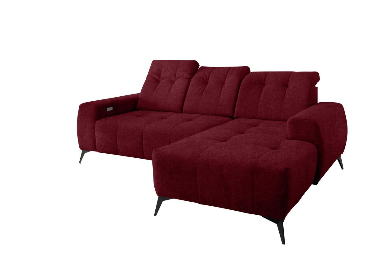 Ecksofa Mit Usb-anschluss Sano, Bordeaux, S: 258x180 Cm - Bordeaux/Schwarz, MODERN, Textil (258/180cm) - Livetastic