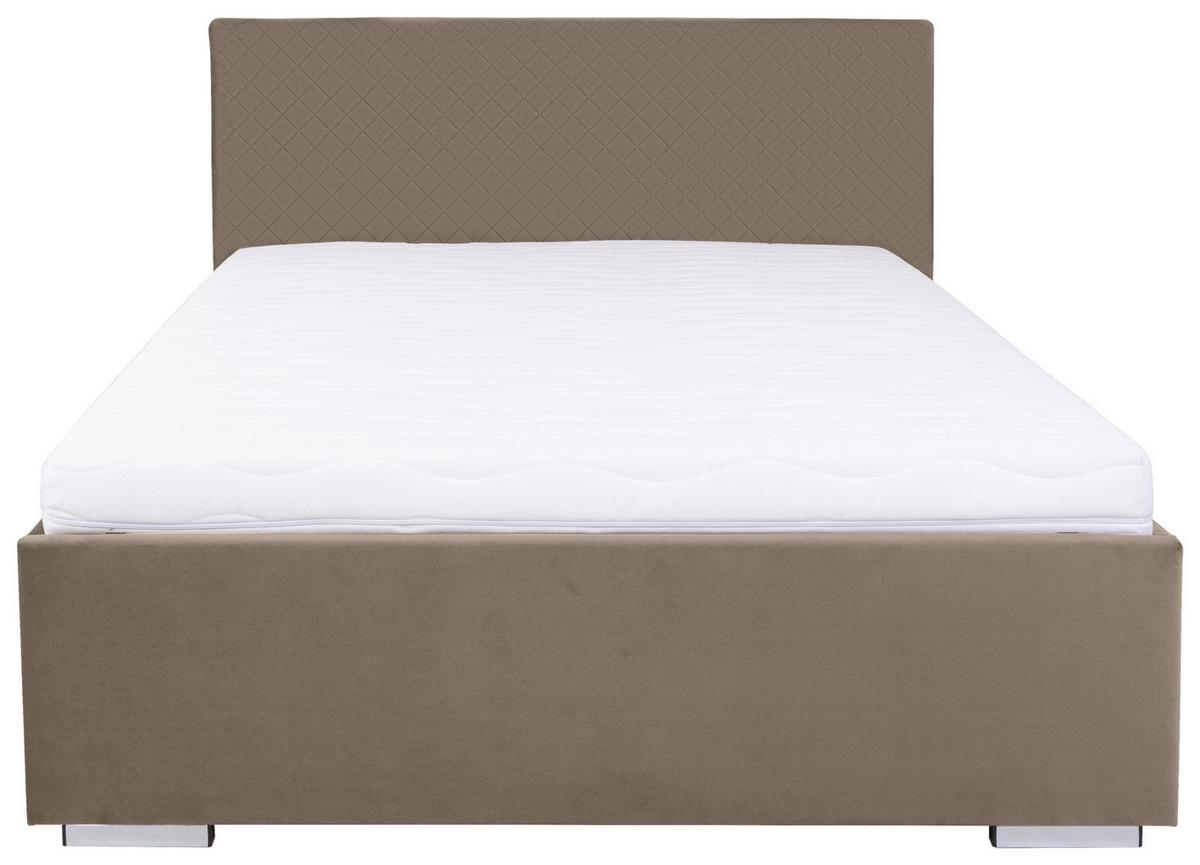 Polsterbett Mit Bettkasten 120x200 Cm Syntia - Chromfarben/Beige, MODERN, Holz/Textil (120/200cm) - MID.YOU