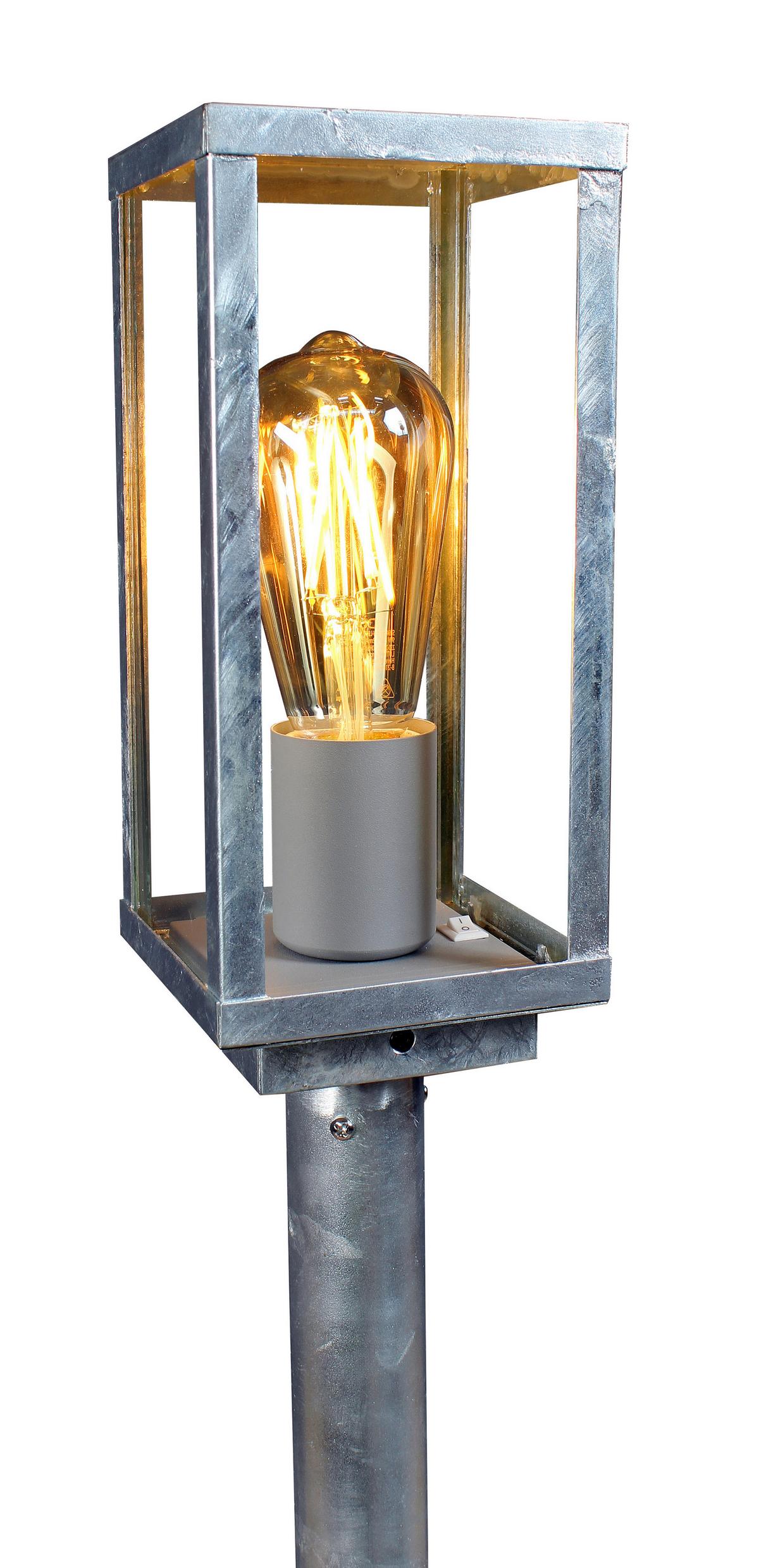 Wegeleuchte Karo 60 Watt Glas Metall - Klar/Zinkfarben, Basics, Glas/Metall (100/11/11cm)