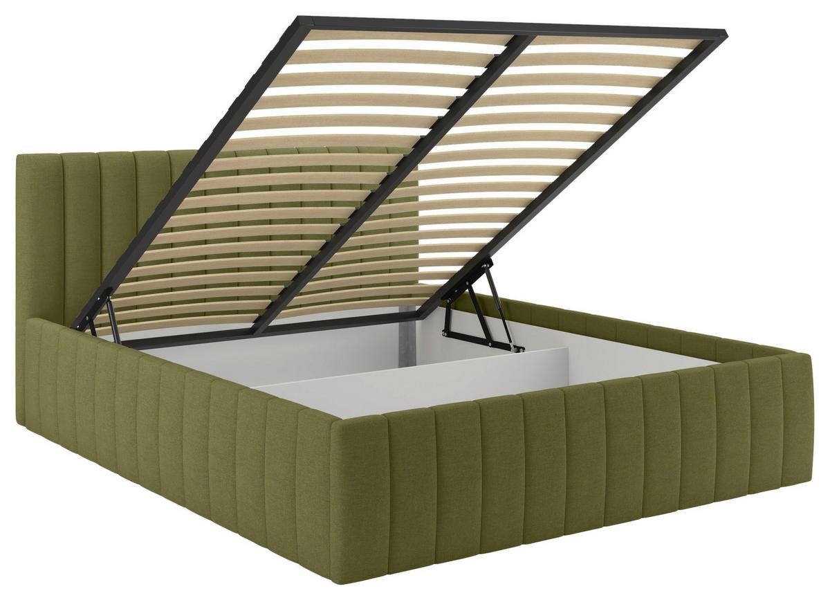 Čalúnená posteľ ORINOCO PL: 160/200 cm, zelená - čierna/zelená, Modern, kov/drevo (160/200cm) - Mömax