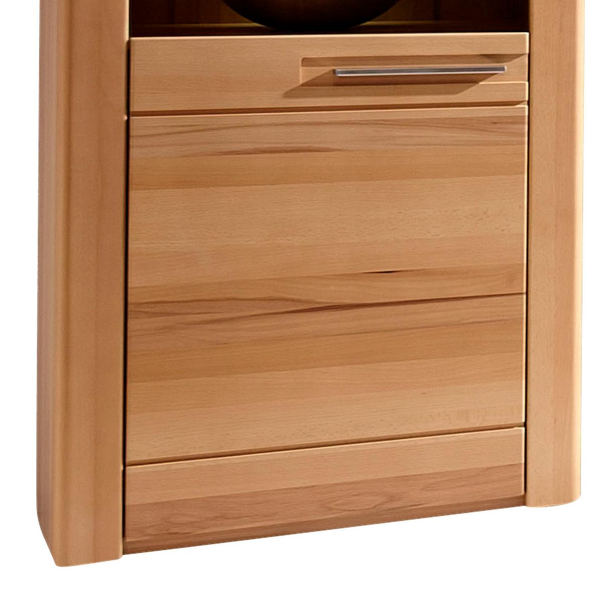 Vitrine Nature Plus B: 60 cm teilmassiv mit Led Buchefarben - Buchefarben/Kernbuche, Basics, Holz/Holzwerkstoff (60/127/40cm) - Livetastic