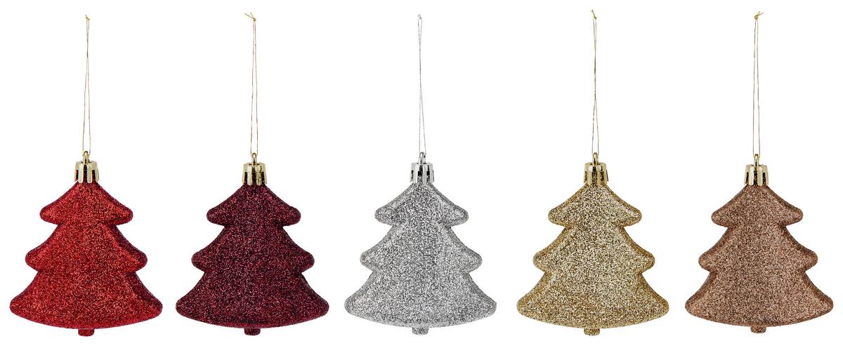 Függődísz Karácsonyfa - barna/piros, Basics, műanyag (8cm) - Luca Bessoni