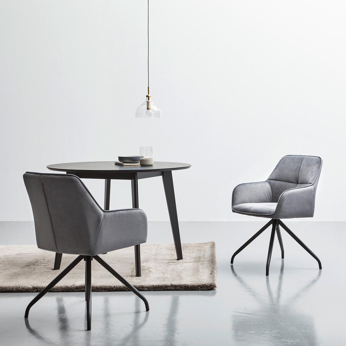 Schalenstuhl Rapallo Grau Gepolstert + Drehbar - Schwarz/Grau, MODERN, Holz/Textil (57/83,5/60cm) - Livetastic