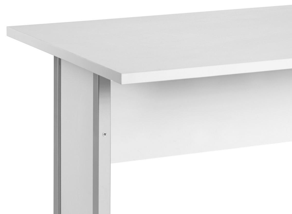 Schreibtisch B 140cm H 72,2cm Serie 4000, Hellgrau - Silberfarben/Hellgrau, Basics, Holzwerkstoff/Metall (140/65/72,2cm) - MID.YOU