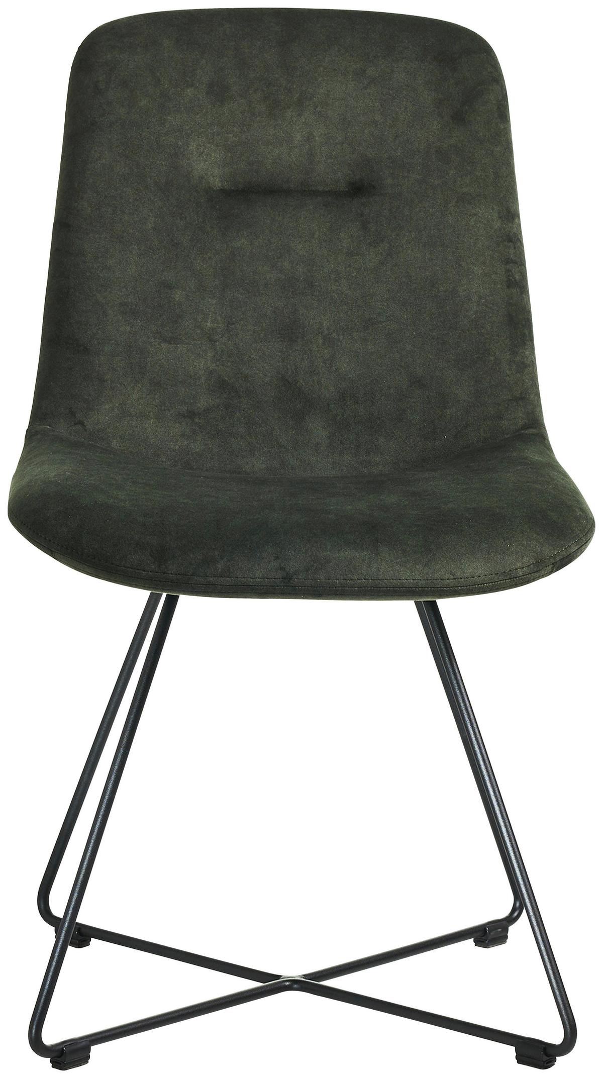 STOLIČKA CROSS-CH - čierna/lesná zelená, Basics, kov/textil (51/89/61cm) - Celina Home