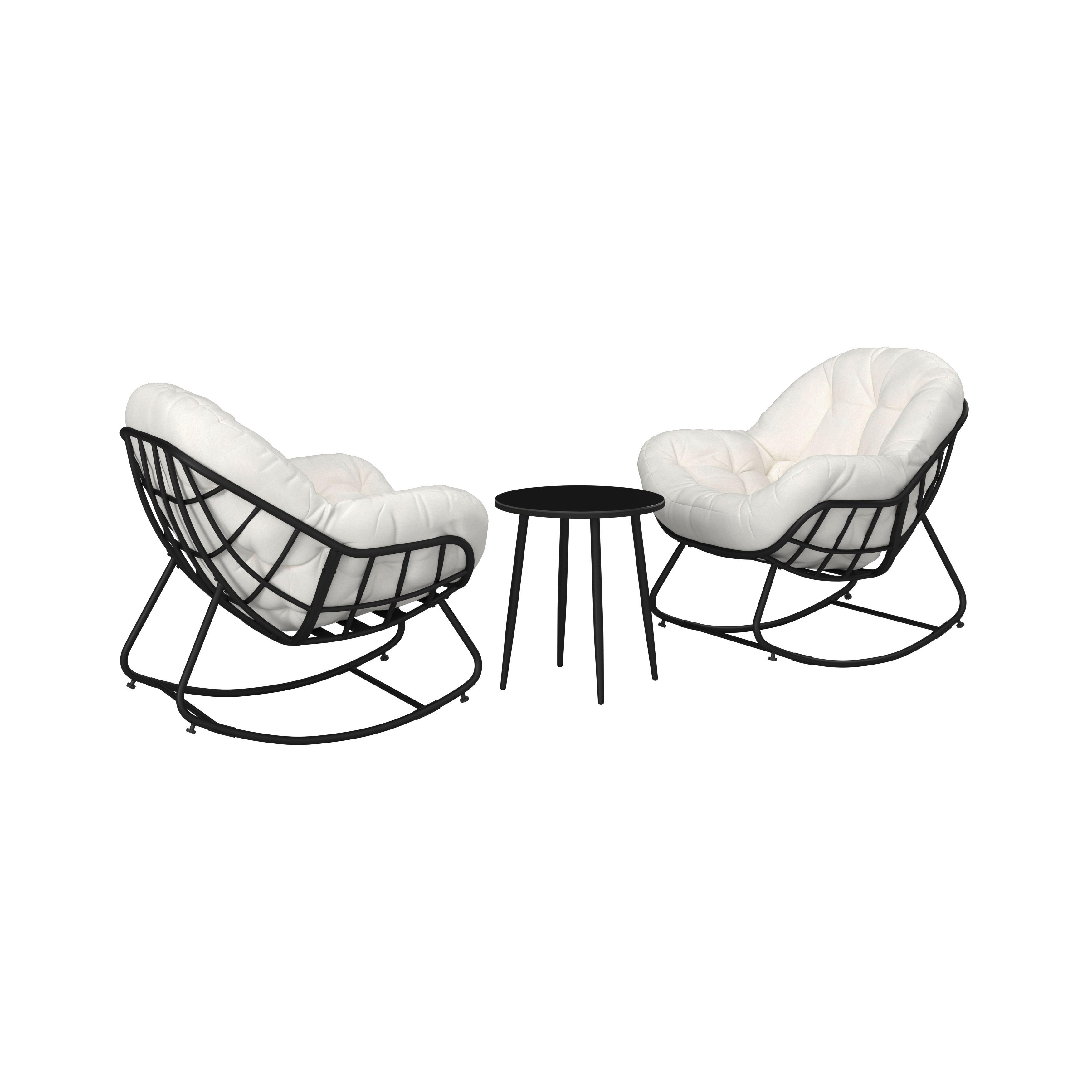 BALKÓNOVÁ ZOSTAVA ISABEL - čierna/krémová, Modern, kov/textil - Bessagi Garden