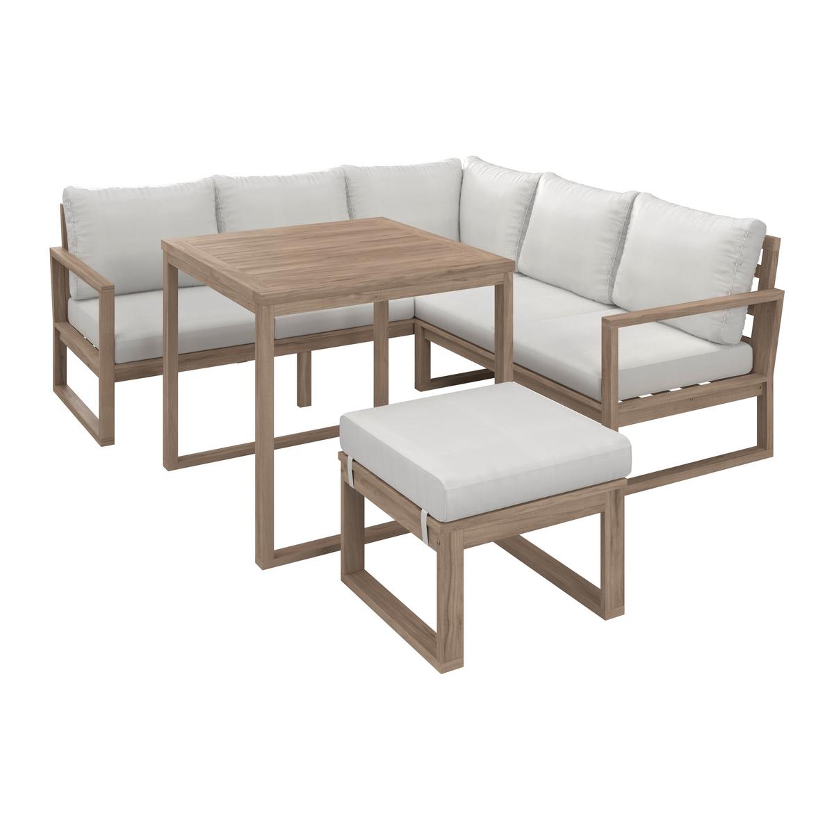 JEDÁLENSKÁ TERASOVÁ SÚPRAVA ANOUK - krémová/sivobiela, Modern, drevo/textil (194/67/71cm) - Bessagi Garden