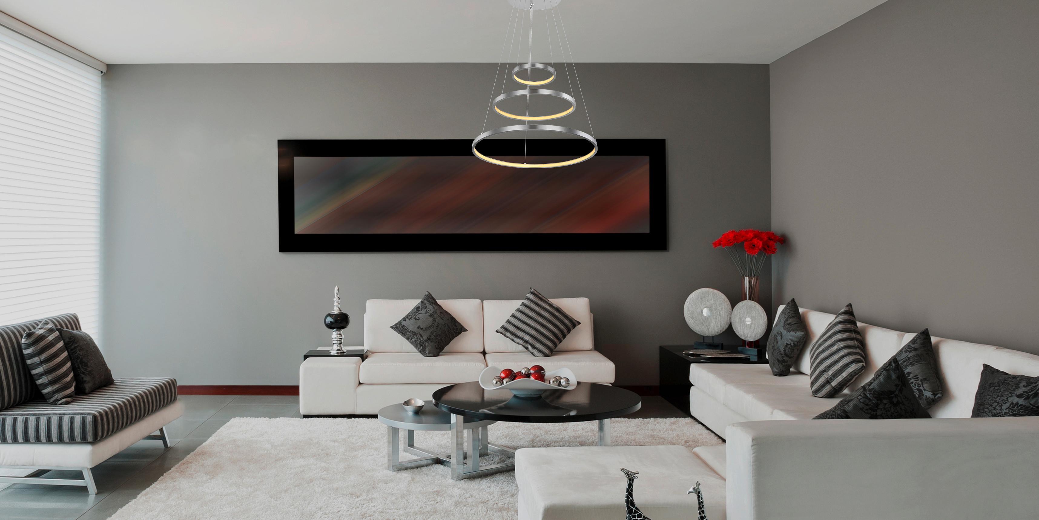 Hängeleuchte Ralph H: 120 cm 1-Flammig, Memory-Funktion - Opal/Nickelfarben, Basics, Kunststoff/Metall (51/120cm) - Globo