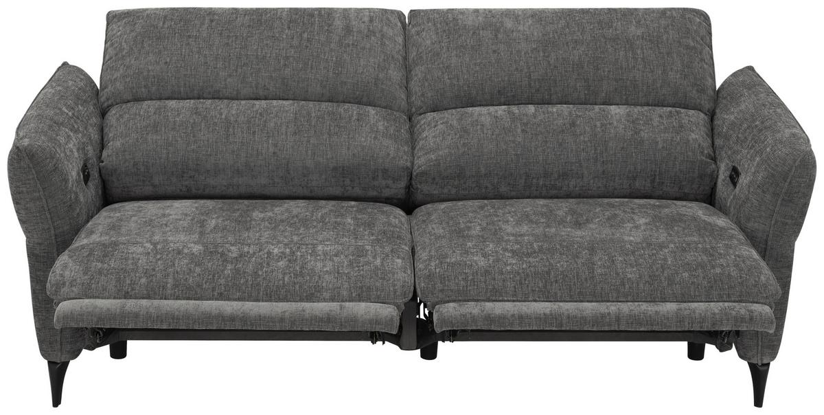 Dvoumístná pohovka CAPE TOWN, šedá, eletrická relax.funkce - černá/tmavě šedá, Moderní, kov/dřevo (200/98/93cm) - Mömax