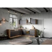 Eckküche Turin mit Geräte 240x240 cm Grau/Eiche Dekor - Eiche Wotan/Grau, Design, Holzwerkstoff (240/240cm) - Held