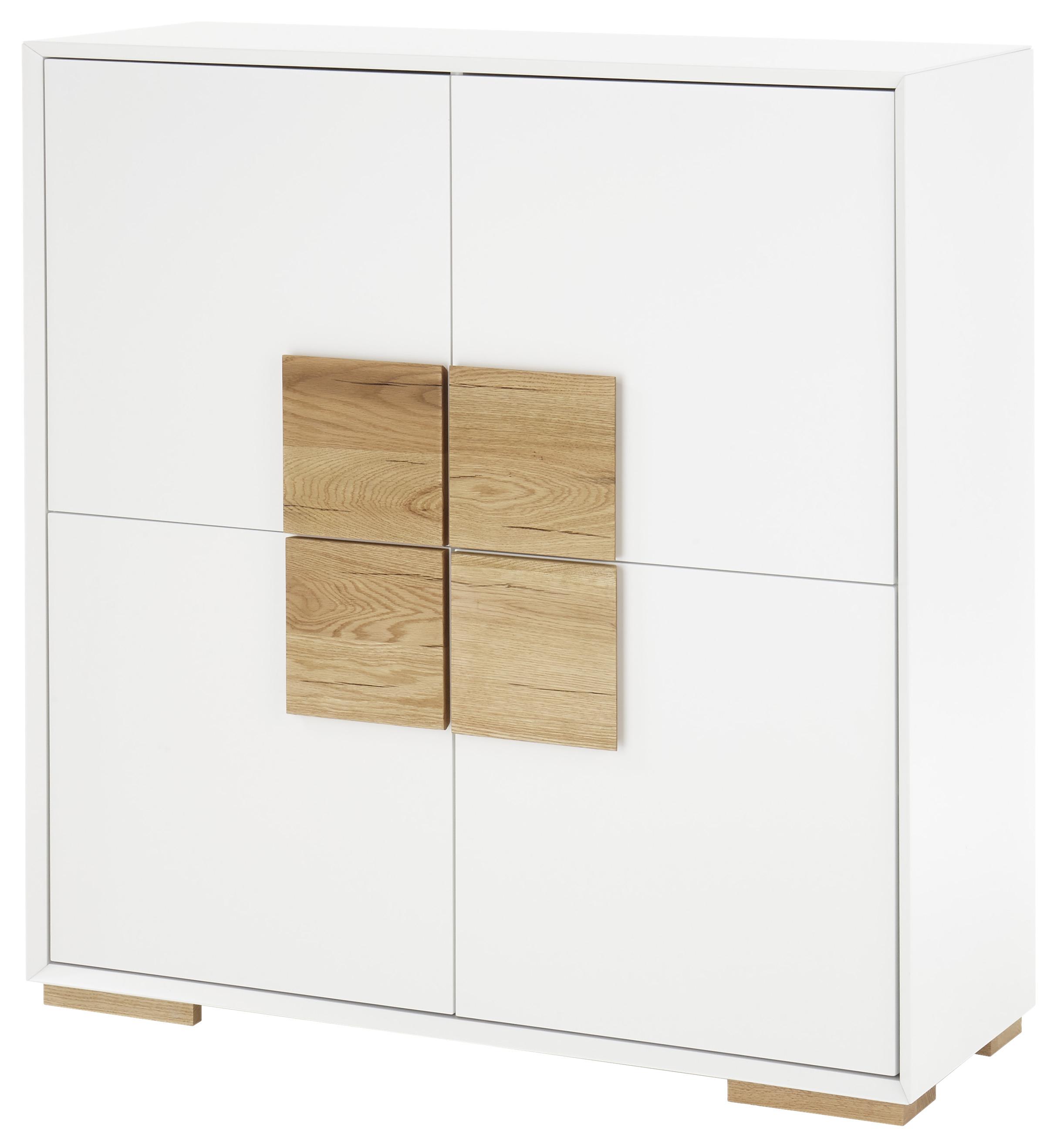Highboard B: 108 cm Janela, Weiß/Eiche Dekor - Eichefarben/Naturfarben, MODERN, Holzwerkstoff (108/112/40cm) - Livetastic